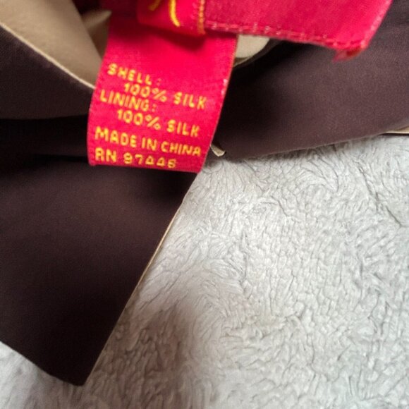 Shanghai Tang Womens Mandarin Collar Button Down Blazer Jacket Size 8 Silk Brown - Picture 4 of 9